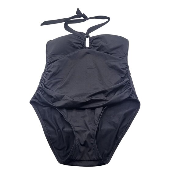 Lauren Ralph Lauren Womens SZ 10 Black One Piece Swimsuit Tie Back Halter - Picture 1 of 11